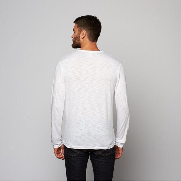 Mens Coho Apparel Logo Artisan Melange Henley Long Sleeve Shirt White Medium - Picture 10 of 13